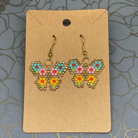 Butterfly handmade beaded earrings - Picture 1 of 1